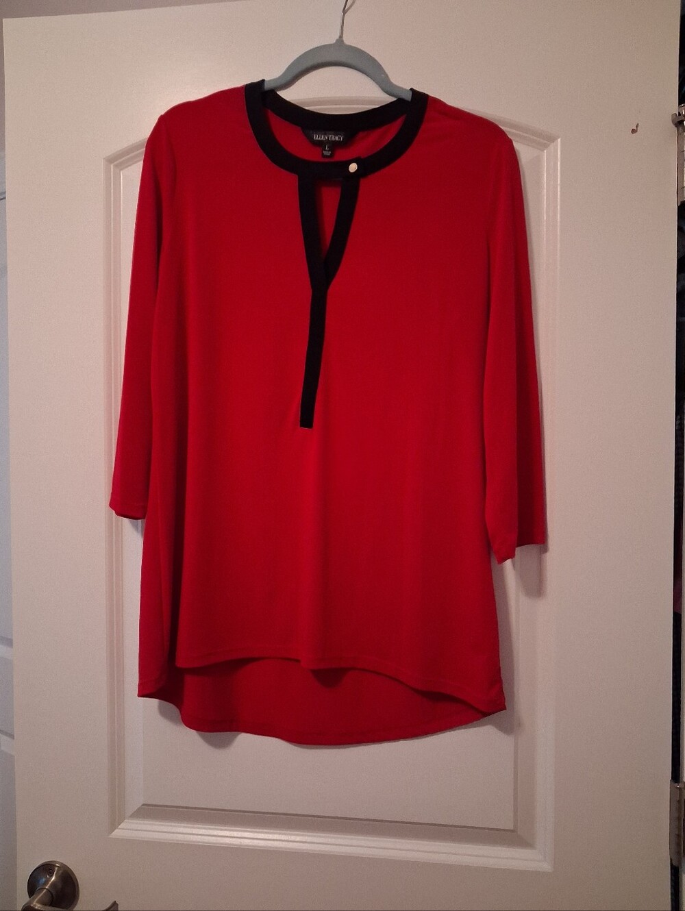 Ellen Tracy Xmas Red Classic Blouse L
